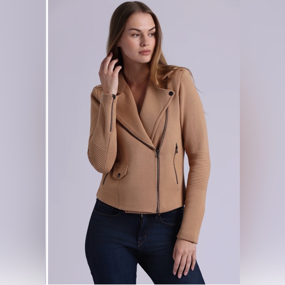 Minnie Rose Moto Jacket Structured Zip Front‎ NWT